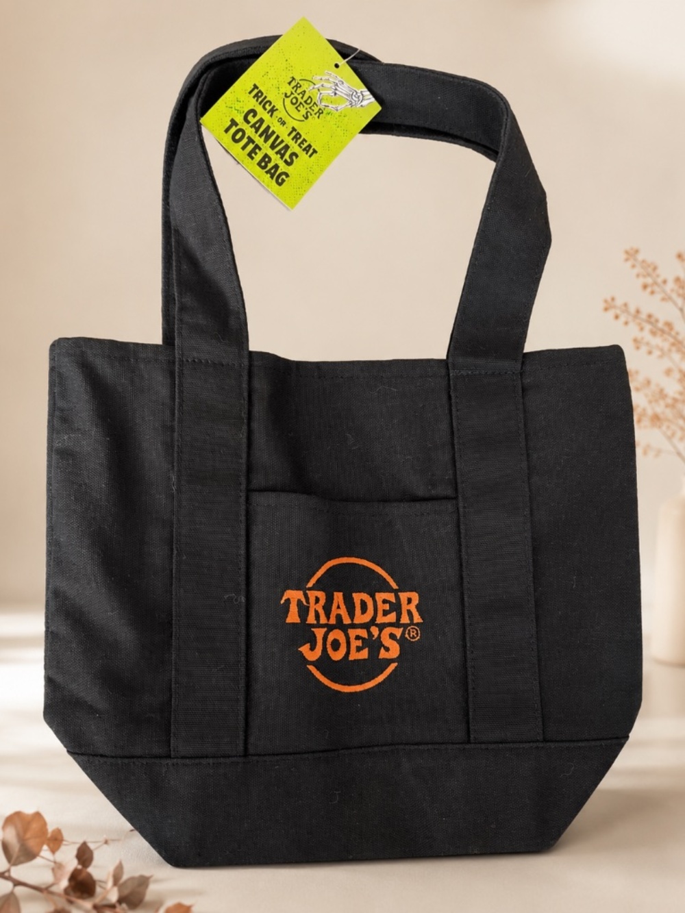 New with Tag Trader Joe’s Trick or Treat Black Canvas Tote Bag - Picture 2 of 4
